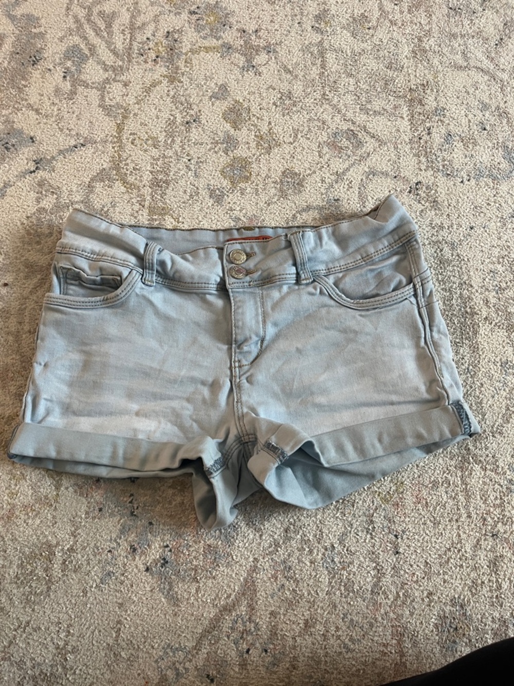 Wax Jean Pale Blue Cuffed Denim Shorts